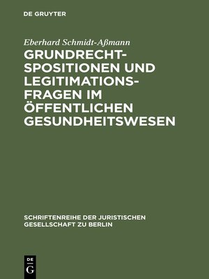 cover image of Grundrechtspositionen und Legitimationsfragen im öffentlichen Gesundheitswesen